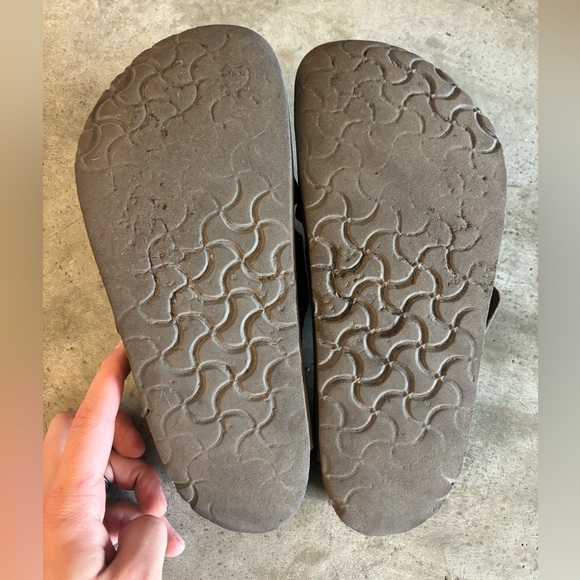 Birkenstock Arizona Birko Flor Dark Brown Size 10 Women’s Double Strap Leather - Picture 11 of 12